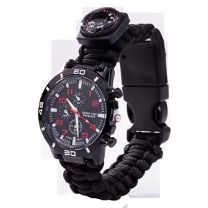 Outdoor Survival Paracord Watch Multifunctional Tactical Emergency Watch With Compass Flint