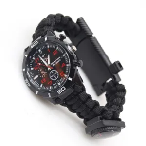 Men Outdoor Survival Watch Seven Core Paracord Strap Multi-functional Quartz Watch