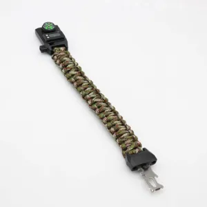 Multifunctional outdoor survival paracord bracelet with compass and digital watch module