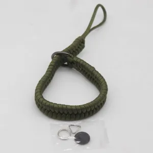 Cinturino da polso per fotocamera intrecciato verde militare cordino paracord anti-caduta