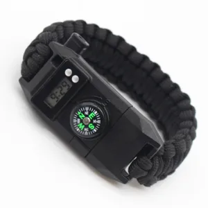Outdoor Survival Paracord Bracelet With Electronic Watch Compass Multi-Function Handmade Woven Gear For Men Women