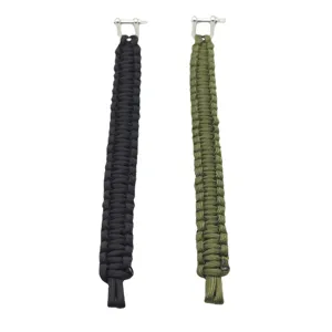 Bracciale di sopravvivenza in paracord con maniglia a U per esterni colore nero e verde oliva