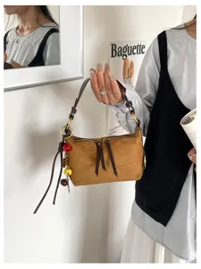 Vintage Suede Schoudertas Retro Chic Hobo Handtas Stijlvolle Dames Alledaagse Tas