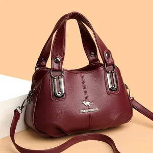 Sac à main pour femme rouge vin élégant sac bandoulière porté épaule mode quotidienne