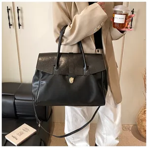 Bolso tote negro para mujer estilo vintage maletín de oficina gran capacidad bolso
