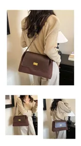 Stylish women's suede shoulder bag with chic chain strap and metal turn lock for daily wear.
