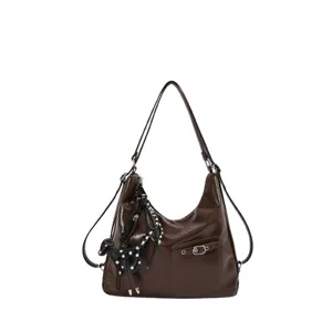 Retro commuter shoulder tote bag for women, large capacity casual crossbody daily handbag.