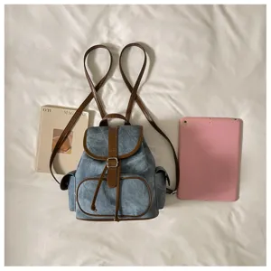 Canvas backpack for women casual fashion daily commute school travel blue stylish bookbag