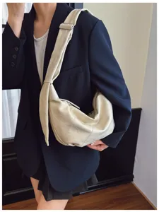 Retro minimalisten vrouwen knoedel schoudertas, trendy veelzijdige crossbodytas voor dames.