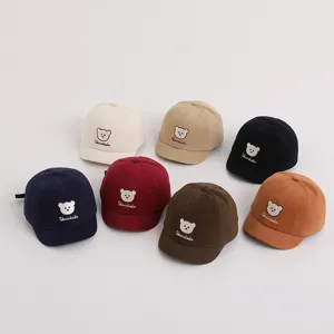 Niños lindo oso bordado gorra de béisbol primavera otoño ala corta casual sombrero de sol bebé