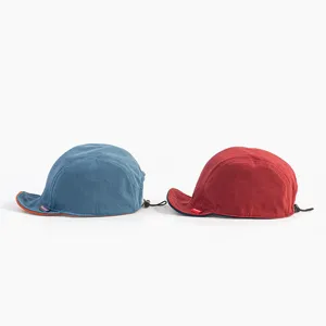 Kids corduroy baseball cap with short curved brim and adjustable strap for spring.