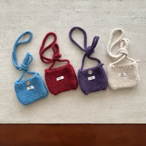 Petit sac bandoulière tricoté à la main, sac de téléphone en laine mignon pour automne hiver