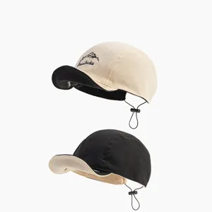 Kids corduroy baseball cap contrast color short brim adjustable strap casual sun hat for children