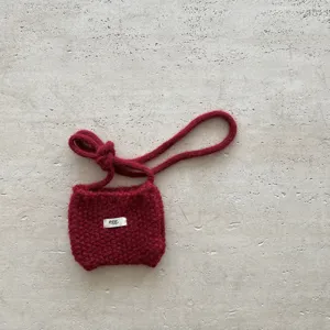 Petit sac bandoulière tricoté rouge fait main mignon mini sac de téléphone style quotidien détail