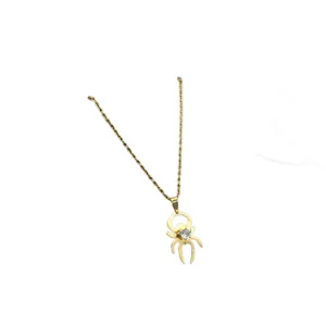 Gold spider pendant necklace with rhinestone sparkling crystal gothic fashion jewelry