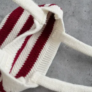 Korean style striped children's knitted handbag cute baby autumn winter fashion tote bag