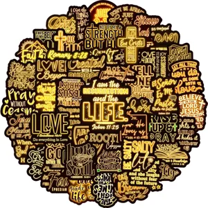 Adesivi Per Graffiti Con Versetti Biblici Religiosi Decalcomanie Impermeabili Giallo Neon Per Diario Notebook Laptop Cancelleria Estetica