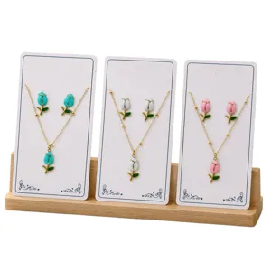 Colorful enamel tulip necklace and earrings set for women luxury daily jewelry