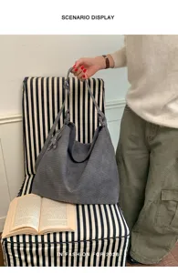 Geweven hobo schoudertas voor dames, retro casual dagelijkse forensentas met stijlvol ontwerp.