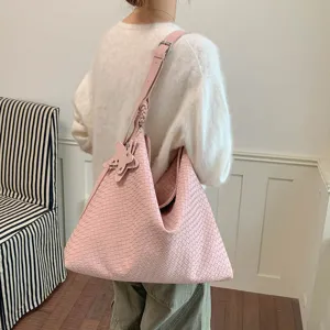 Gevlochten damestas, trendy vintage shopper tas, stijlvolle crossbody tas voor dagelijks.