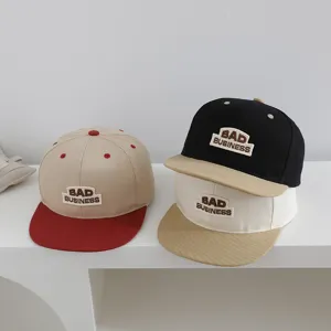 Gorra de béisbol de algodón lavado con contraste para niños, sombrero de moda de nicho de primavera.