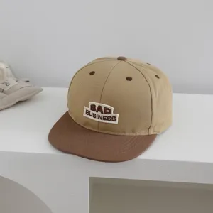 Gorra de béisbol de algodón lavado bicolor para niños, sombrero de sol casual elegante.