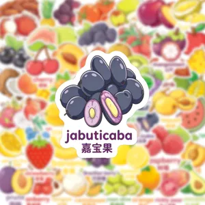 Cute cartoon jabuticaba fruit sticker with English and Chinese text for DIY decoration laptop scrapbooking.