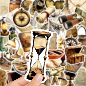 Vintage nautischer Aufkleber mit klassischem Sanduhr-Design, ideal für Retro-Tagebuchdeko.