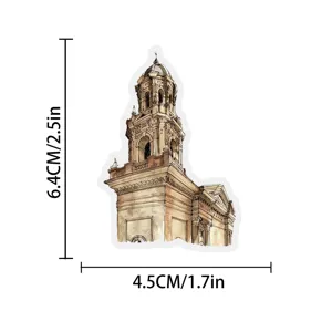 Vintage architectural church tower sticker waterproof retro decorative sticker for luggage.