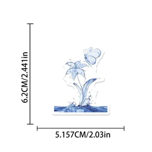 Adesivo decorativo impermeabile fiore farfalla schizzo d'acqua per telefono e fai da te