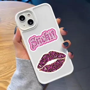 Y2K Stil rosa Leo Lippen Strass Handyhülle Schutzhülle modische Detailansicht