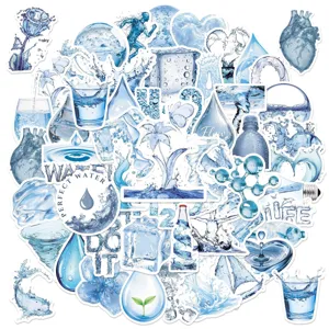 Adesivi graffiti creativi con effetto acqua, decalcomanie decorative impermeabili blu.
