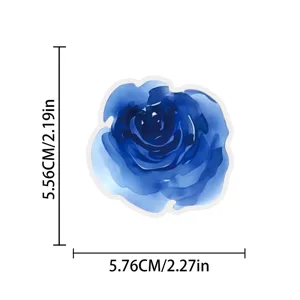 Blue watercolor rose PET sticker transparent waterproof floral DIY craft decal for decoration.