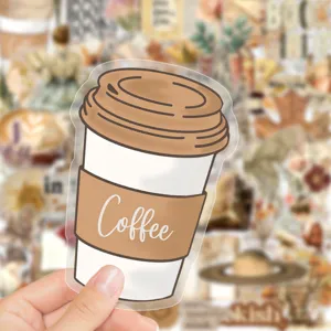 Transparent waterproof coffee cup sticker for journal luggage skateboard decor item