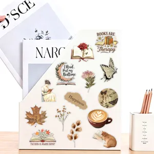 Vintage reading aesthetic stickers waterproof vinyl decal for journal laptop luggage scrapbooking.