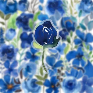 Blue watercolor flower PET transparent sticker aesthetic DIY journaling and scrapbooking decoration