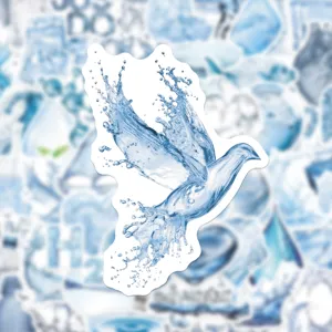 Adesivo impermeabile colomba spruzzo d'acqua decalcomania acquerello blu creativa per telefono