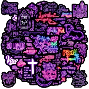 Adesivi Graffiti con Versetti Biblici Viola Neon Decalcomanie in Vinile Impermeabili Cancelleria Estetica per Diari e Quaderni