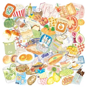 Transparent Watercolor Food Stickers Cute Aesthetic Waterproof DIY Decals For Water Bottle Journal Phone Case