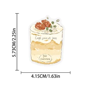Waterproof watercolor dessert sticker cute cafe aesthetic journaling laptop phone case decor