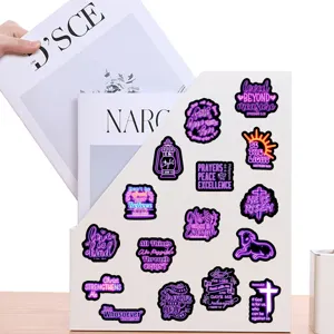 Adesivi impermeabili con versetti biblici cristiani viola neon per diario o laptop pc