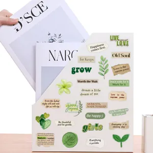 Vintage green motivational stickers waterproof aesthetic journal DIY decoration pack 50pcs