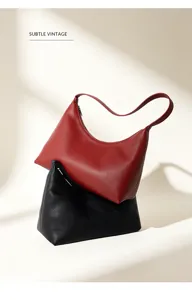 Borsa a spalla in vera pelle da donna, elegante borsa hobo per la moda quotidiana.