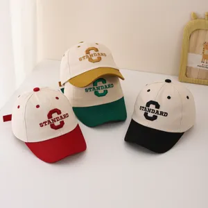Cute baby baseball cap with embroidered letter design, perfect for spring and autumn.