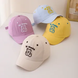 Cute infant baseball cap set for spring and autumn, featuring cute bear embroidery and breathable design.