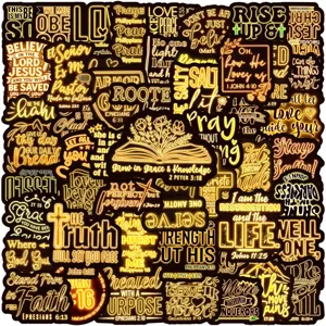 50 pz adesivi impermeabili graffiti versetto biblico giallo neon per taccuino
