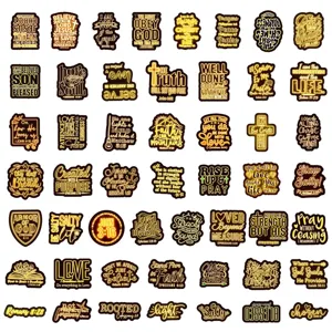 50pz adesivi impermeabili versetto della bibbia graffiti nero oro decorazione