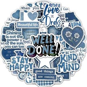 Vintage Blue Denim Inspirational Graffiti Stickers Waterproof PVC Decals For Laptop Skateboard Luggage