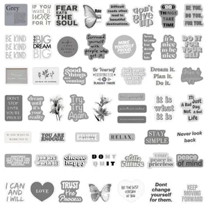 50pz Adesivi Con Citazioni Ispiratrici Grigio Morandi Estetica Inglese Motivazionali Decals