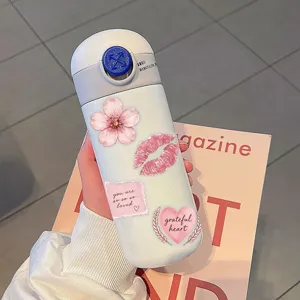 Pink watercolor inspirational stickers set waterproof PET decorative decal for water bottles cups